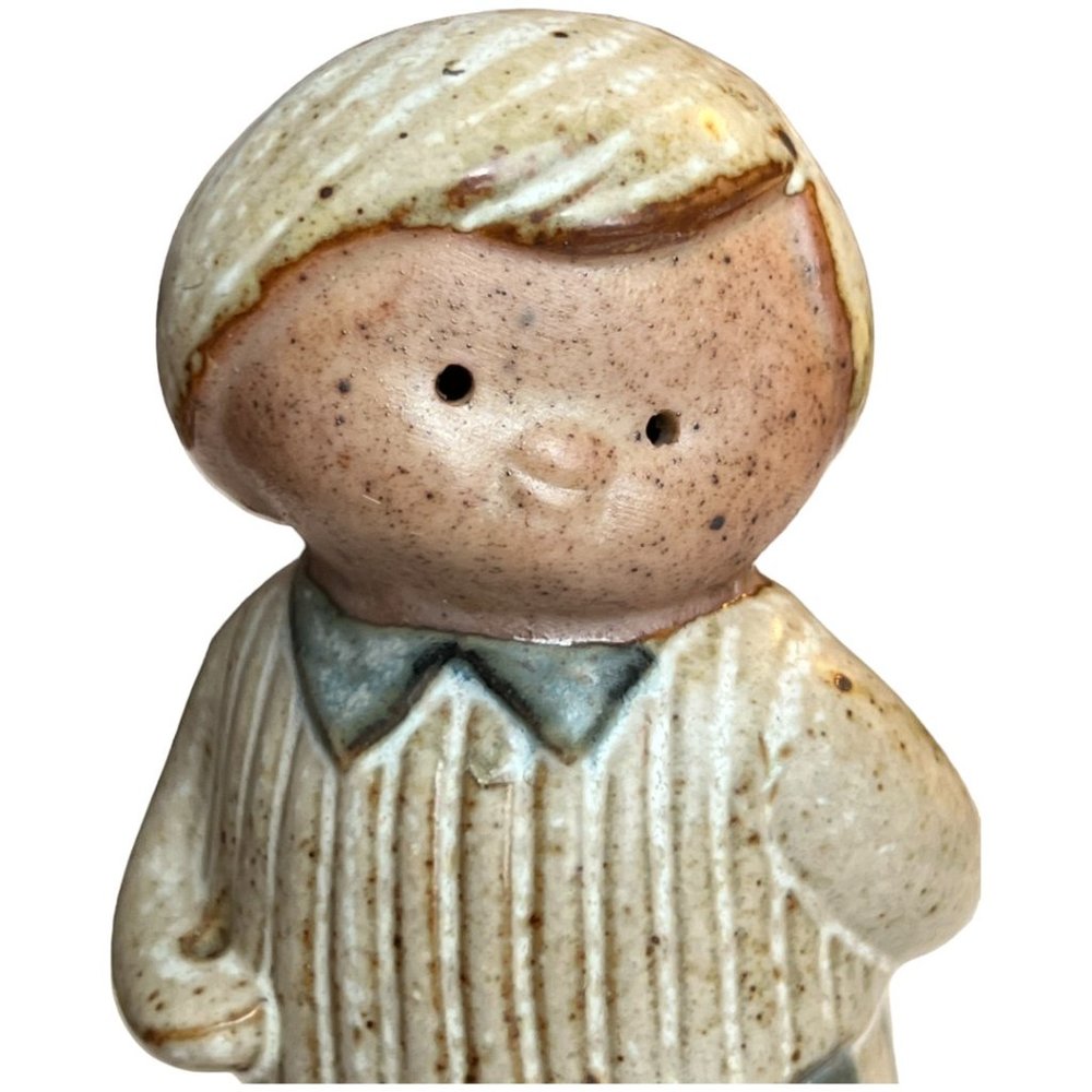 FITZ & FLOYD Pair of Vtg UCTCI Stoneware Pottery Children Salt & Pepper Japan - Picture 3 of 13